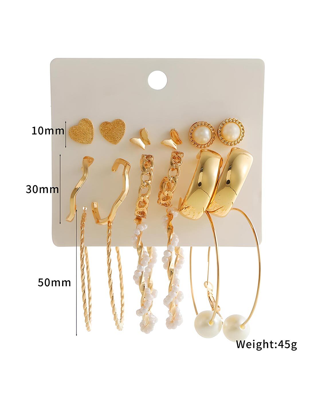 6pcs Geometric Circle & Faux pearl Earrings Set