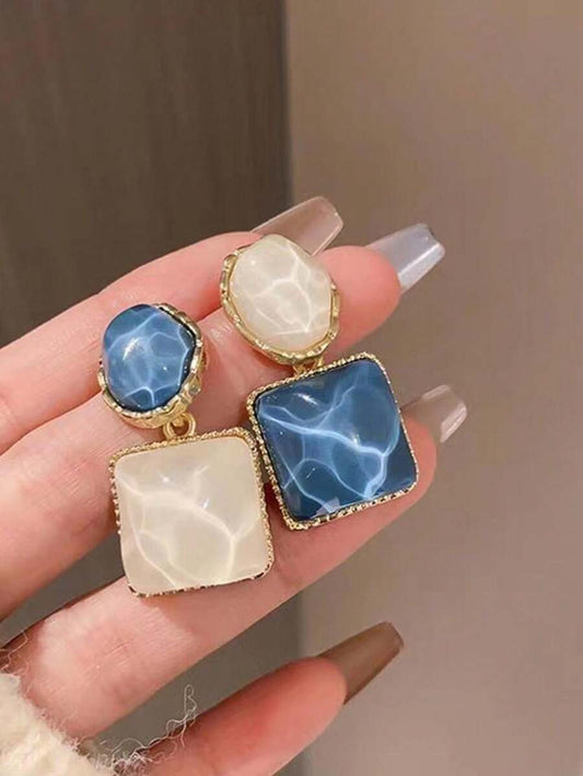 Lisa Asymmetric Blue Exaggerated Earrings