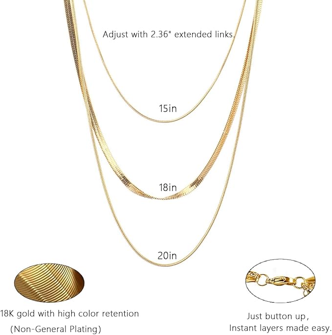 3-Layer Snake Chain Necklace - Stainless Steel | Waterproof