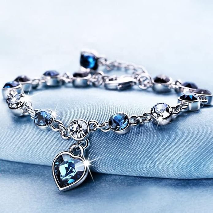 Heart Shaped Blue Crystal Bracelet