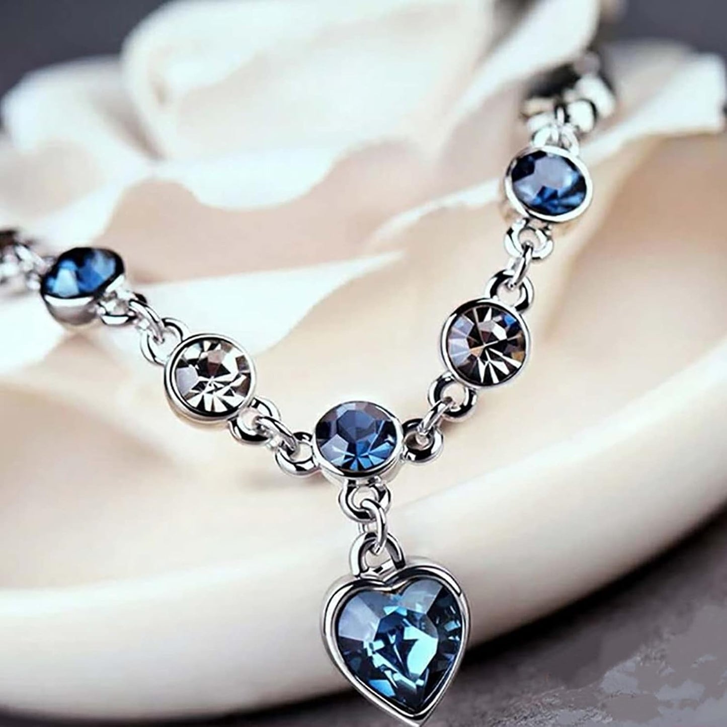 Heart Shaped Blue Crystal Bracelet