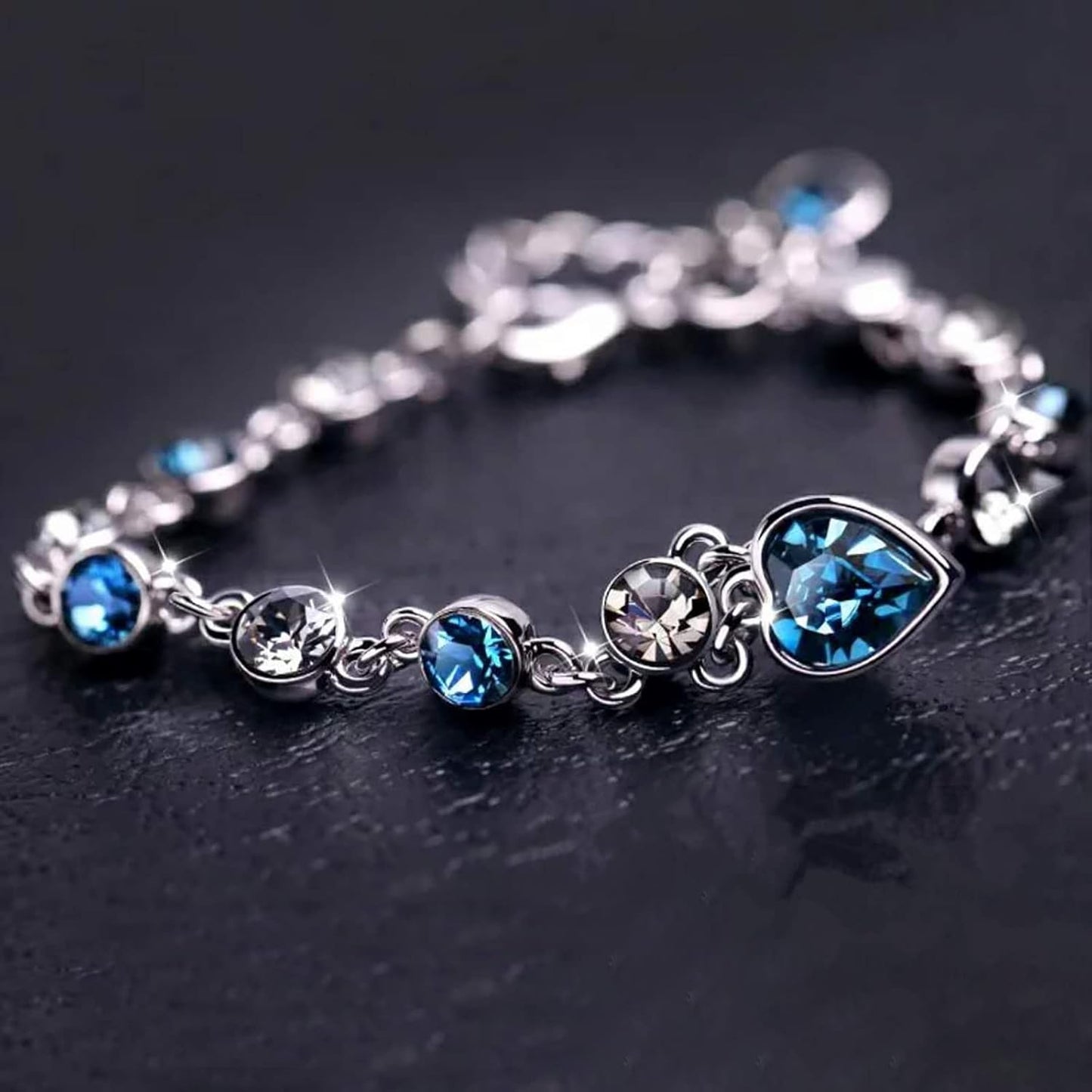 Heart Shaped Blue Crystal Bracelet