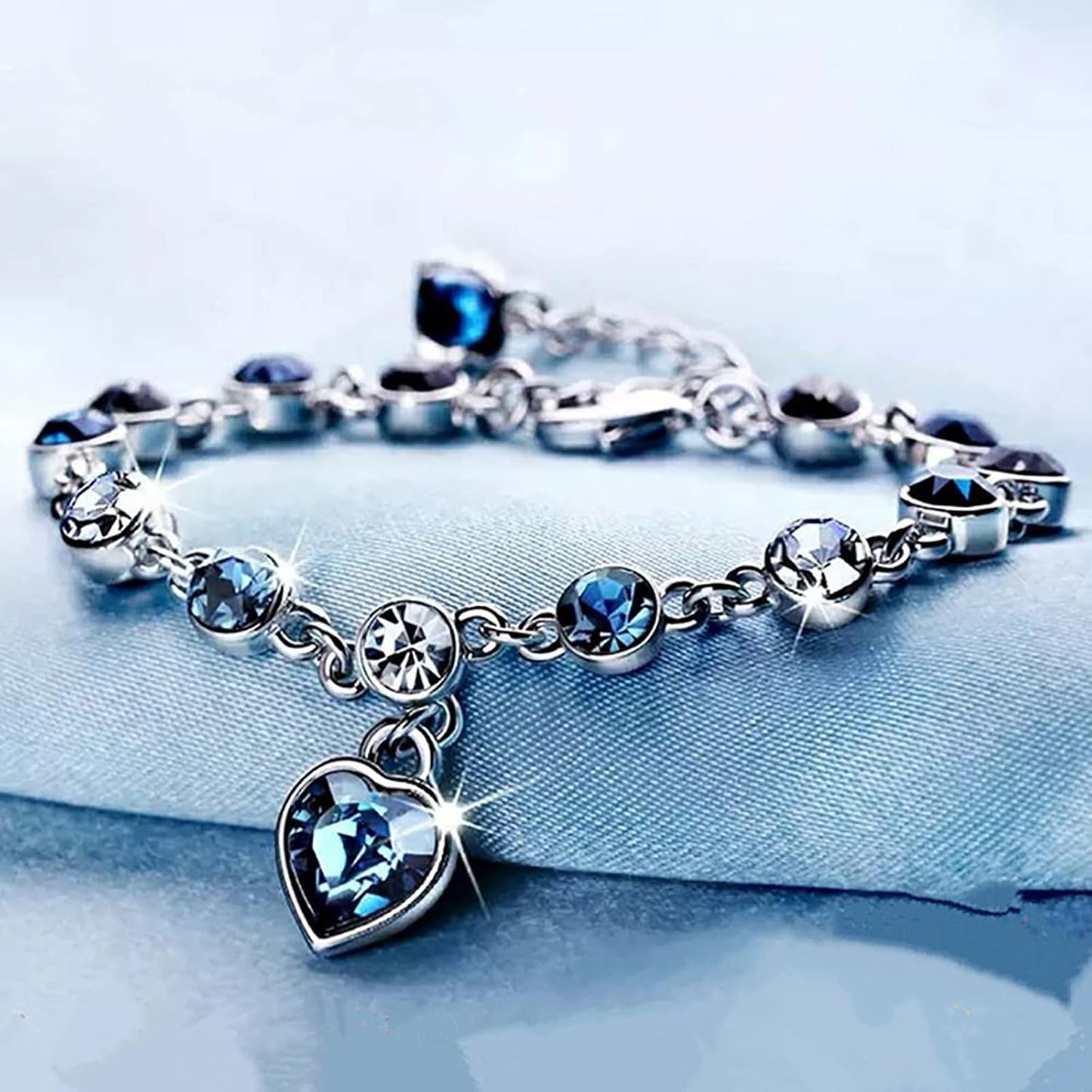 Heart Shaped Blue Crystal Bracelet