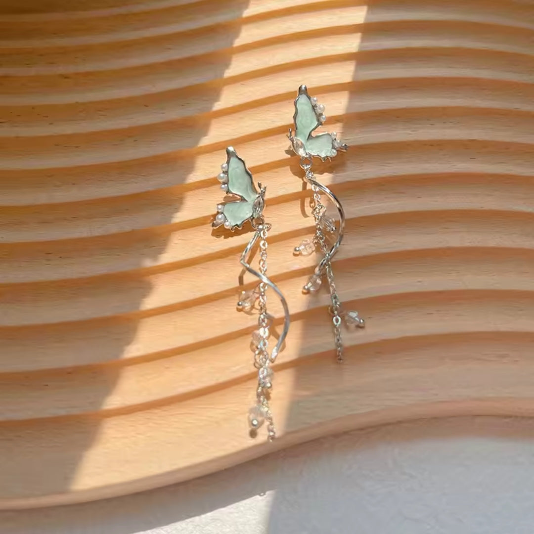 Long Butterfly Tassel Earrings