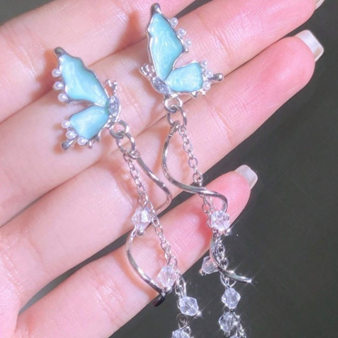 Long Butterfly Tassel Earrings