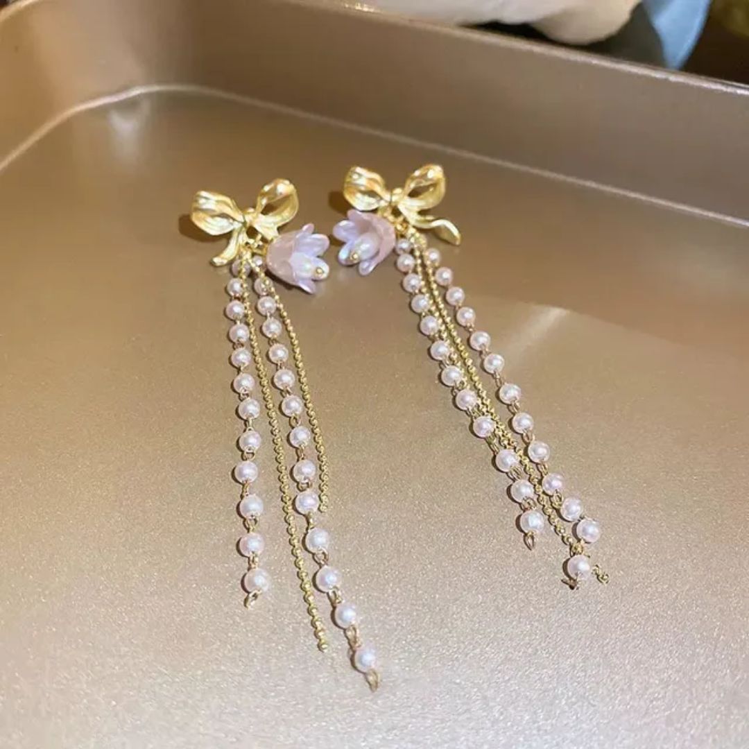 Bow Knot And Long Korean Earrings