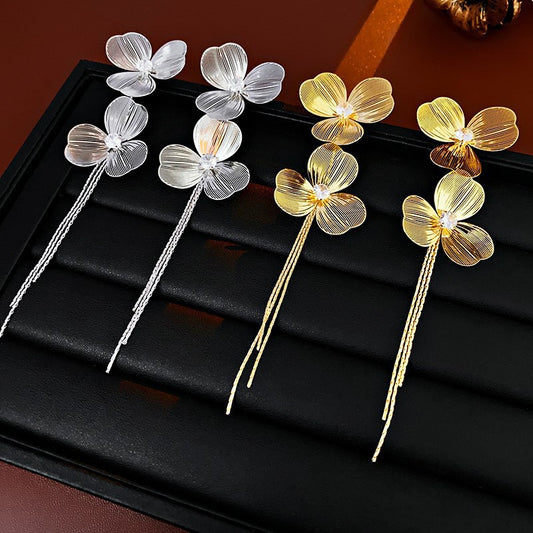 Long Flower Tassel Earrings