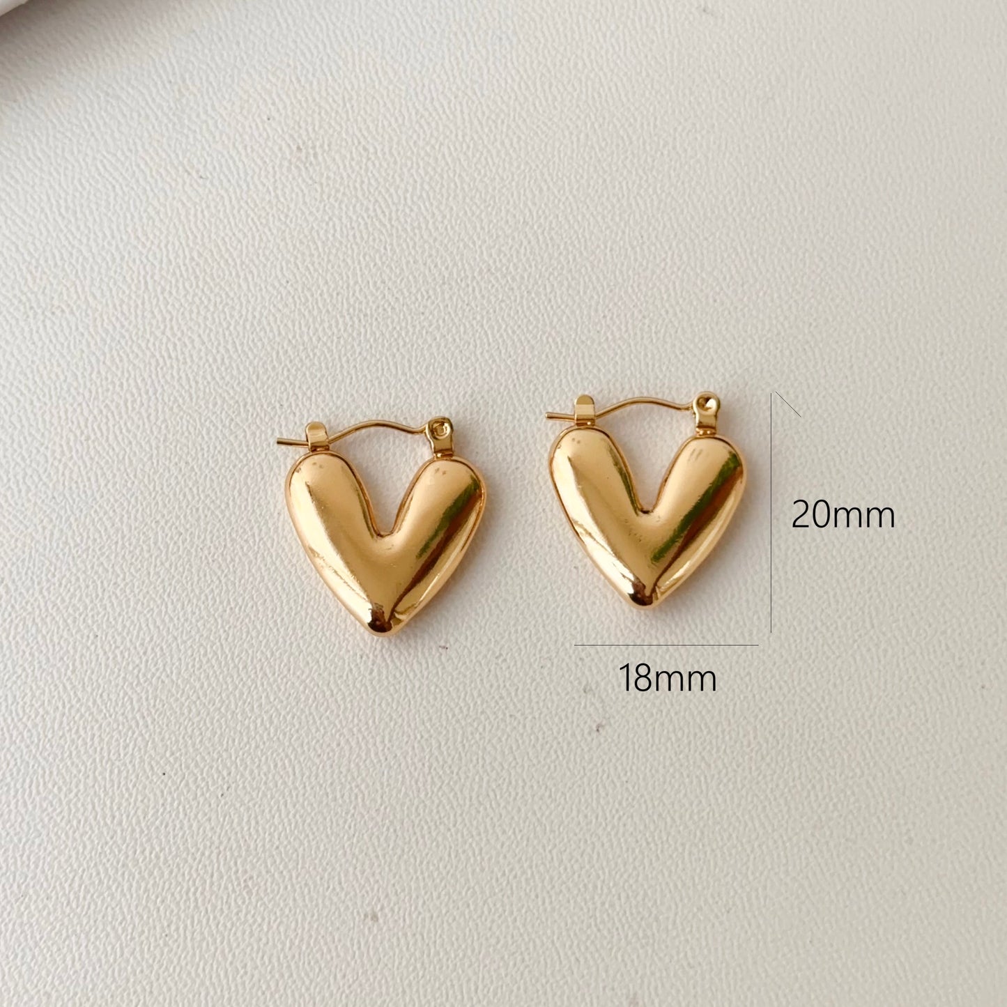 Small Cute Heart Hoops