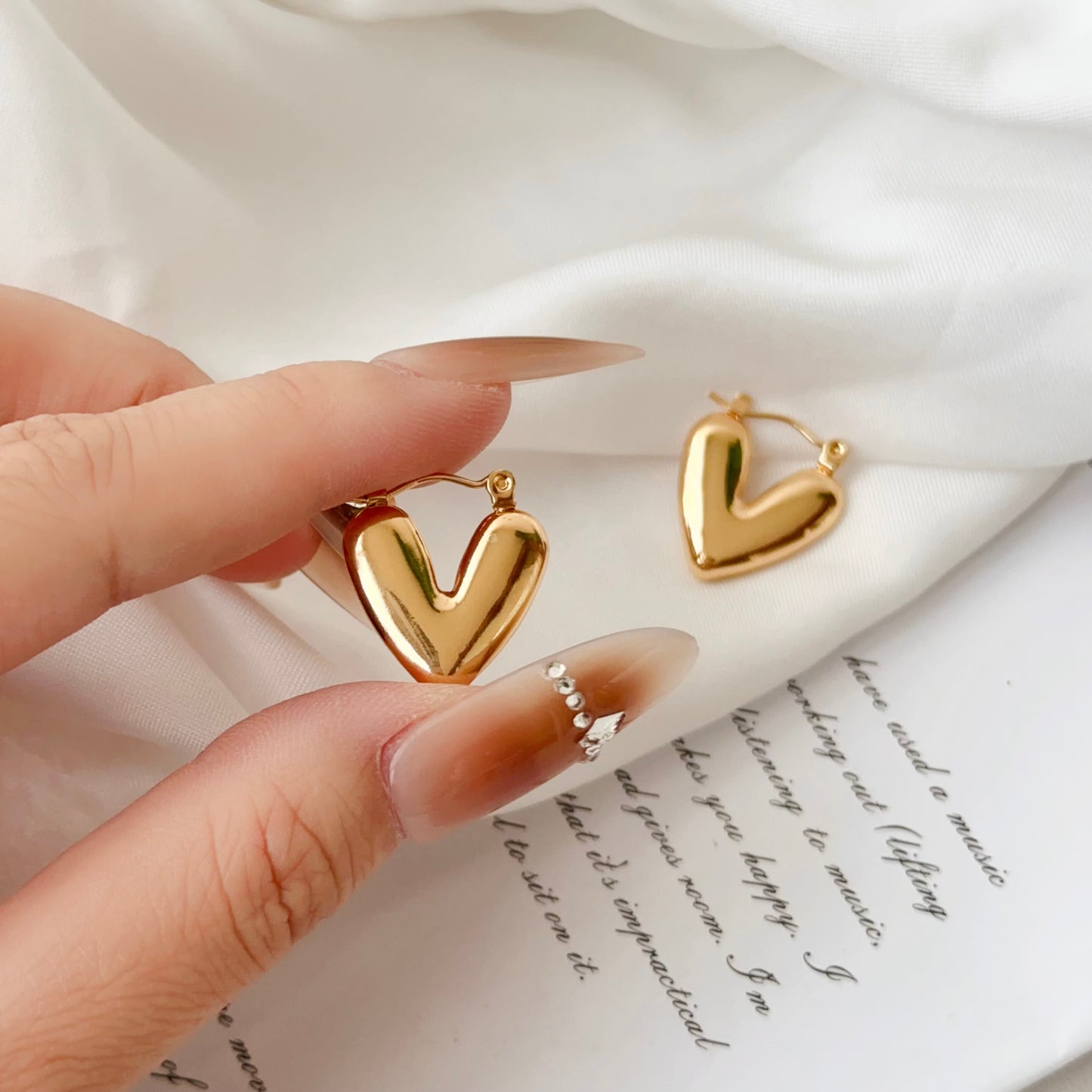 Small Cute Heart Hoops