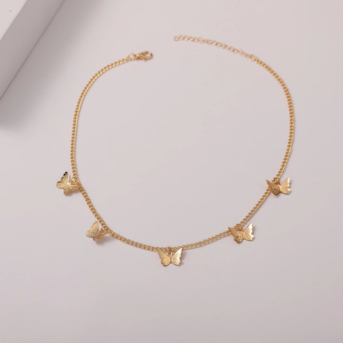 Gold Butterfly Charm Chain Necklace