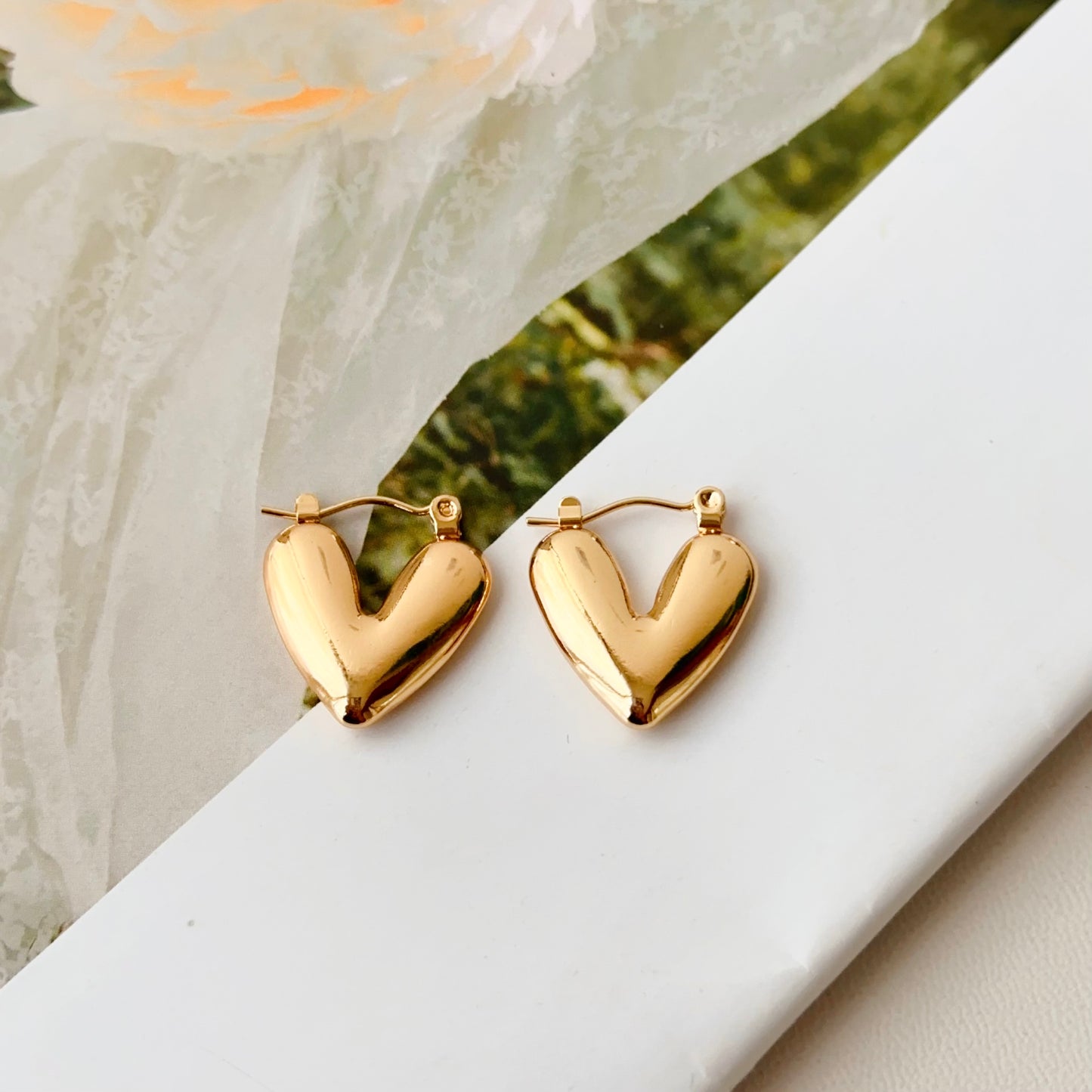 Small Cute Heart Hoops