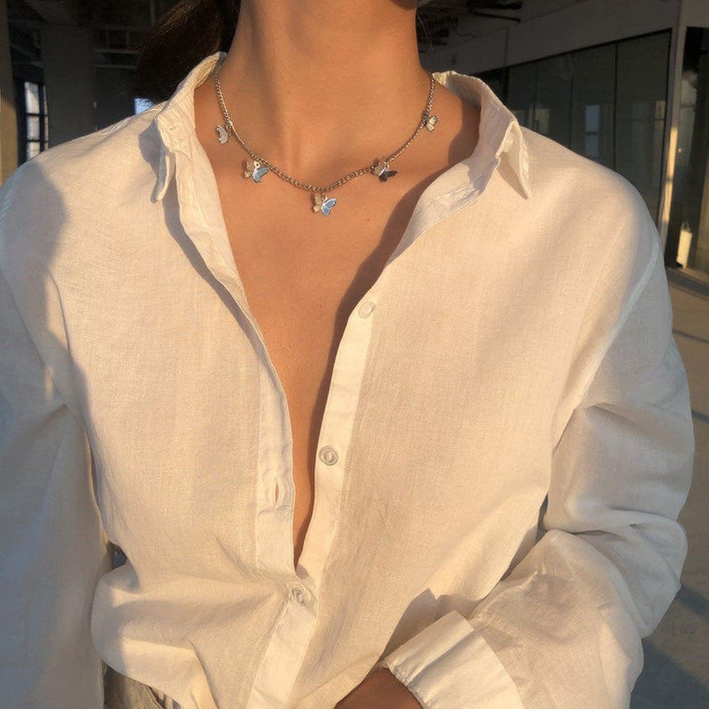 Gold Butterfly Charm Chain Necklace