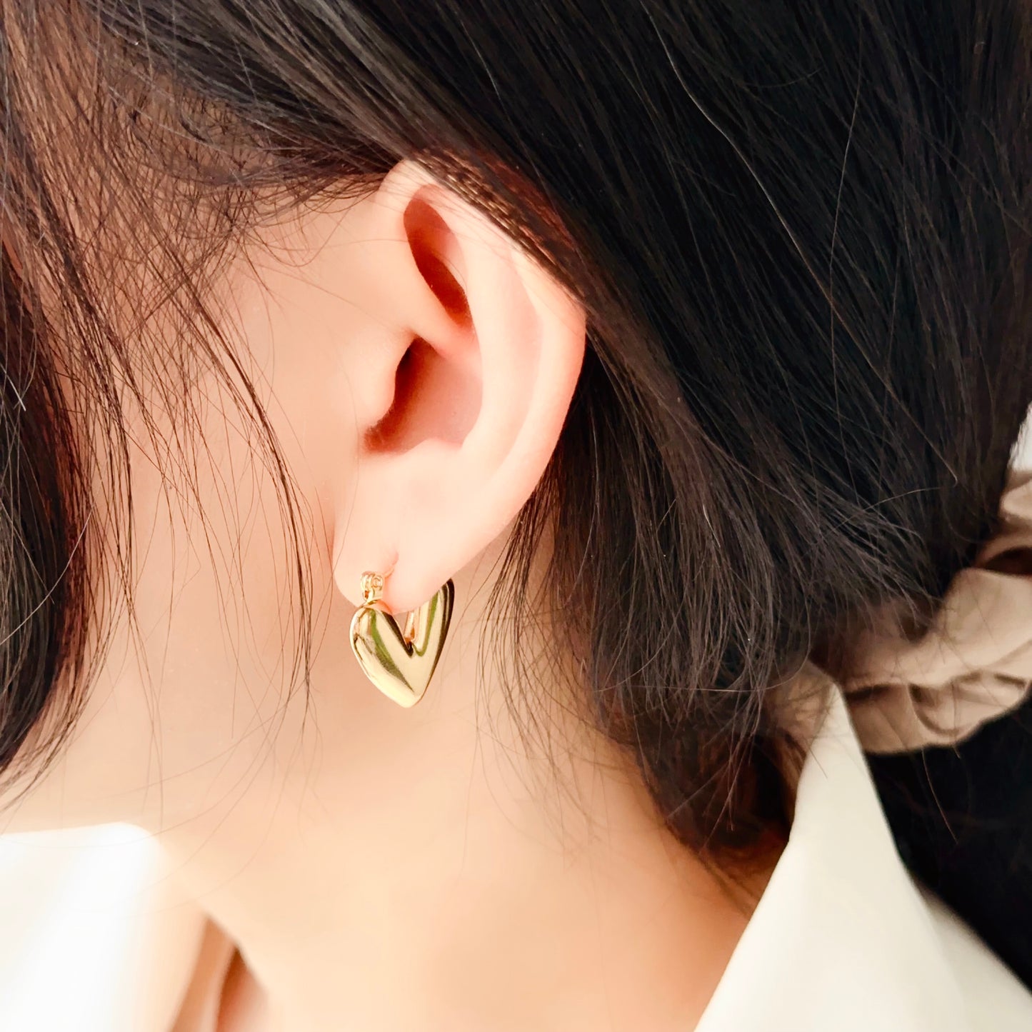 Small Cute Heart Hoops