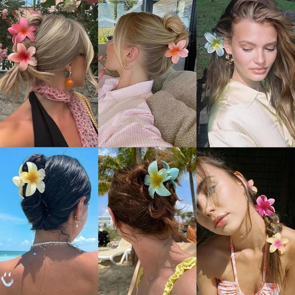 Flower Trendy Hair Claw Clips ( Pack Of 5 )