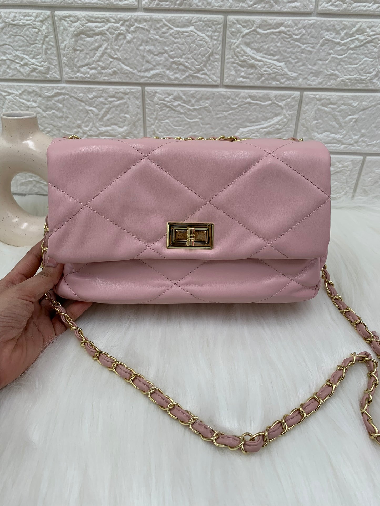 Textured Sling Bag with Zip Closure