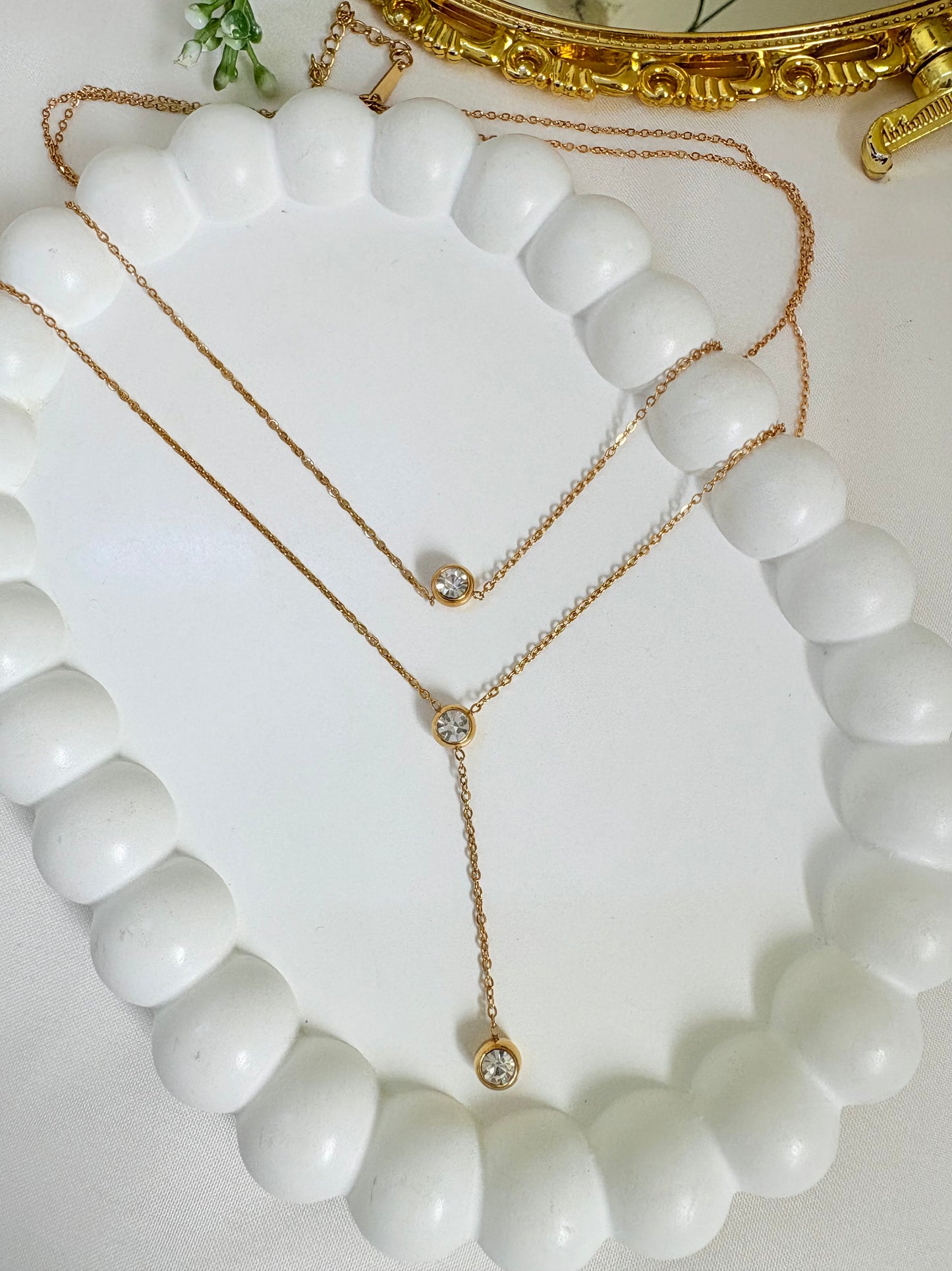 Y-Shaped Double-Layer Lariat Necklace Stainless Steel