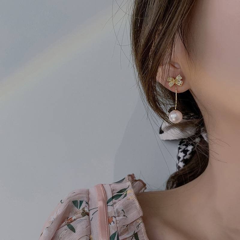 Flower Stone Drop Korean Earring