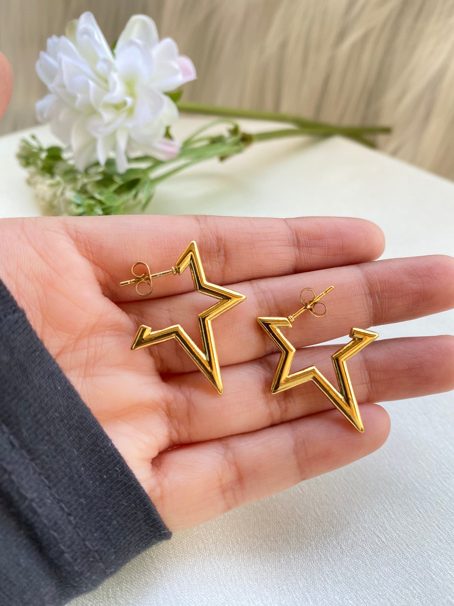Star Hoops Earrings