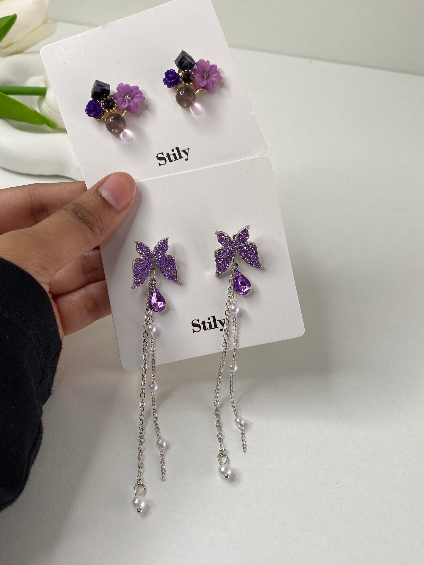 ( Pack of-2 ) Purple Color Korean Earrings