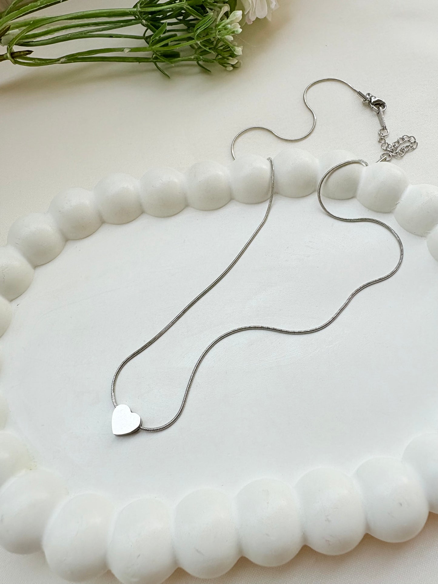 Silver Heart Charm Necklace