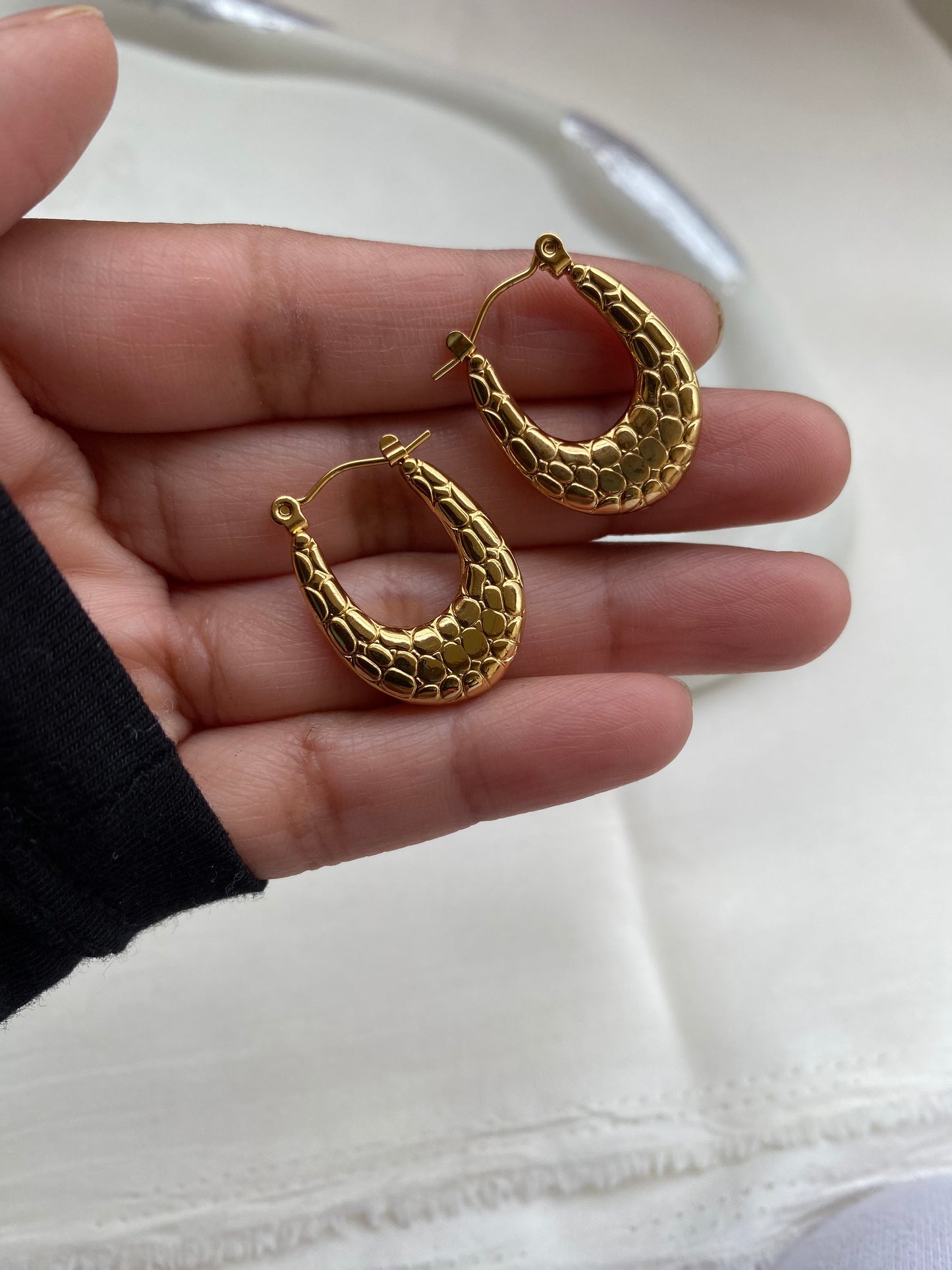 Snake Skin Pattern Hoop Earrings