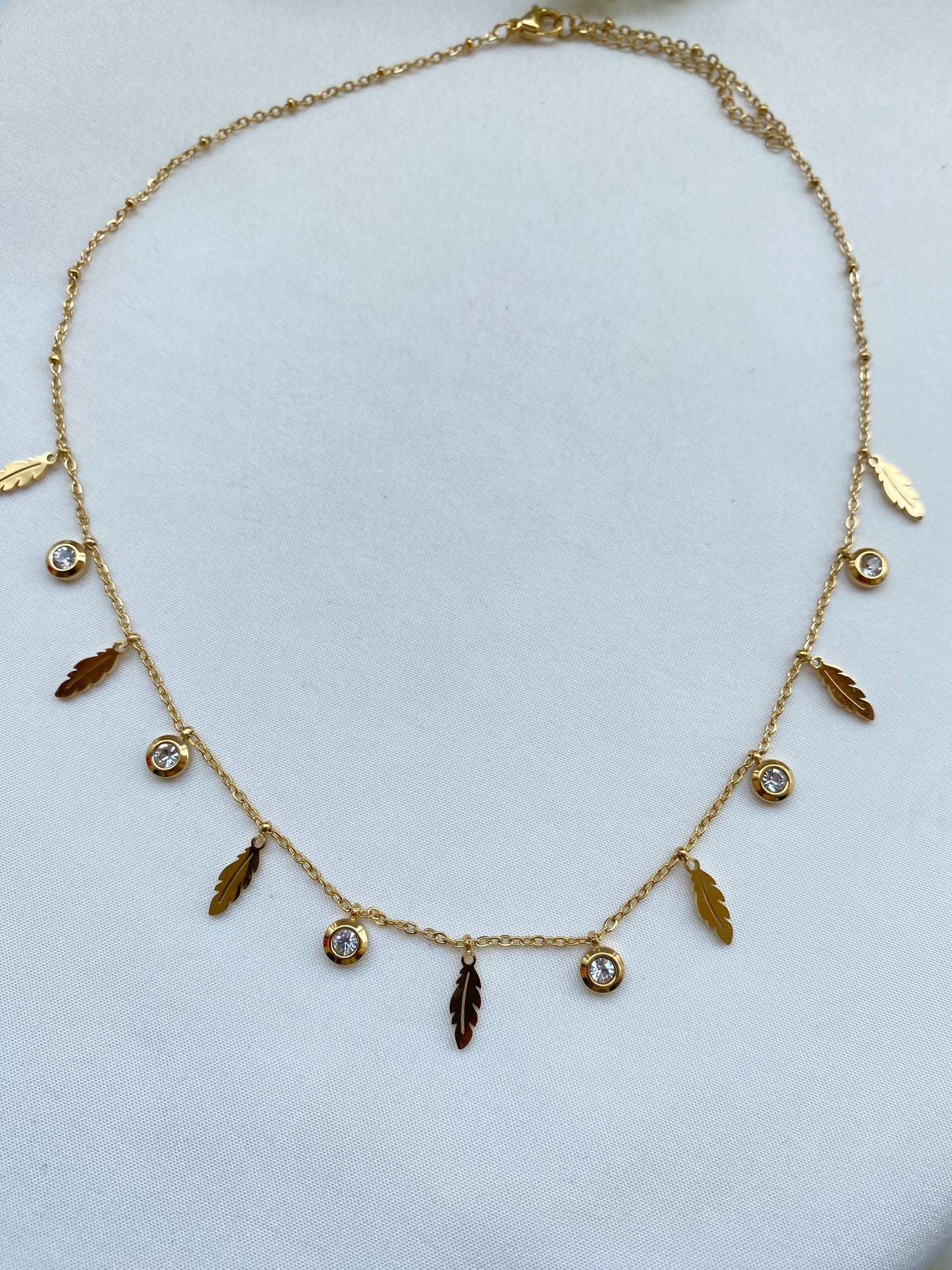 Gold Pleated Leaves Necklace