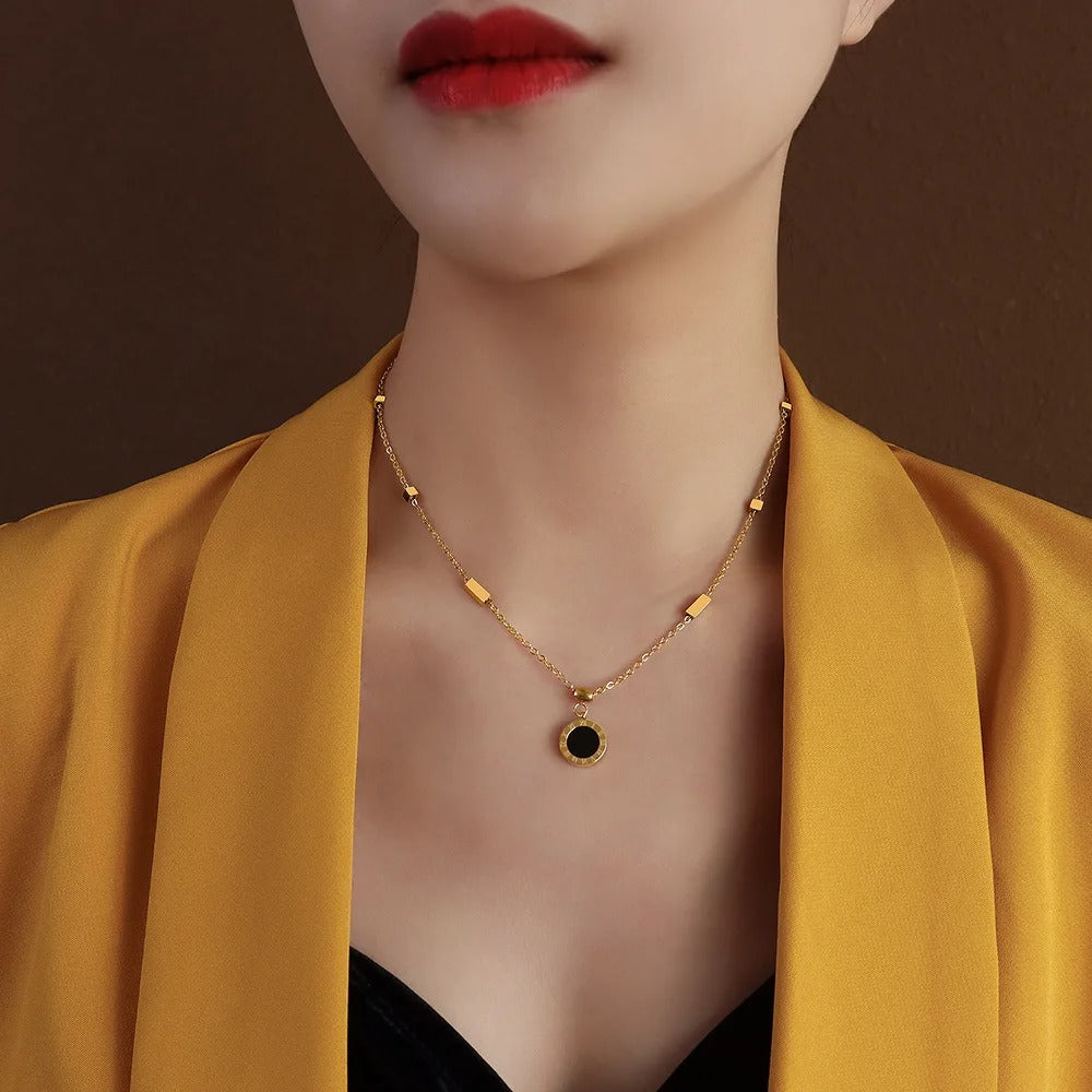 Radiant Gold Round Pendant Necklace