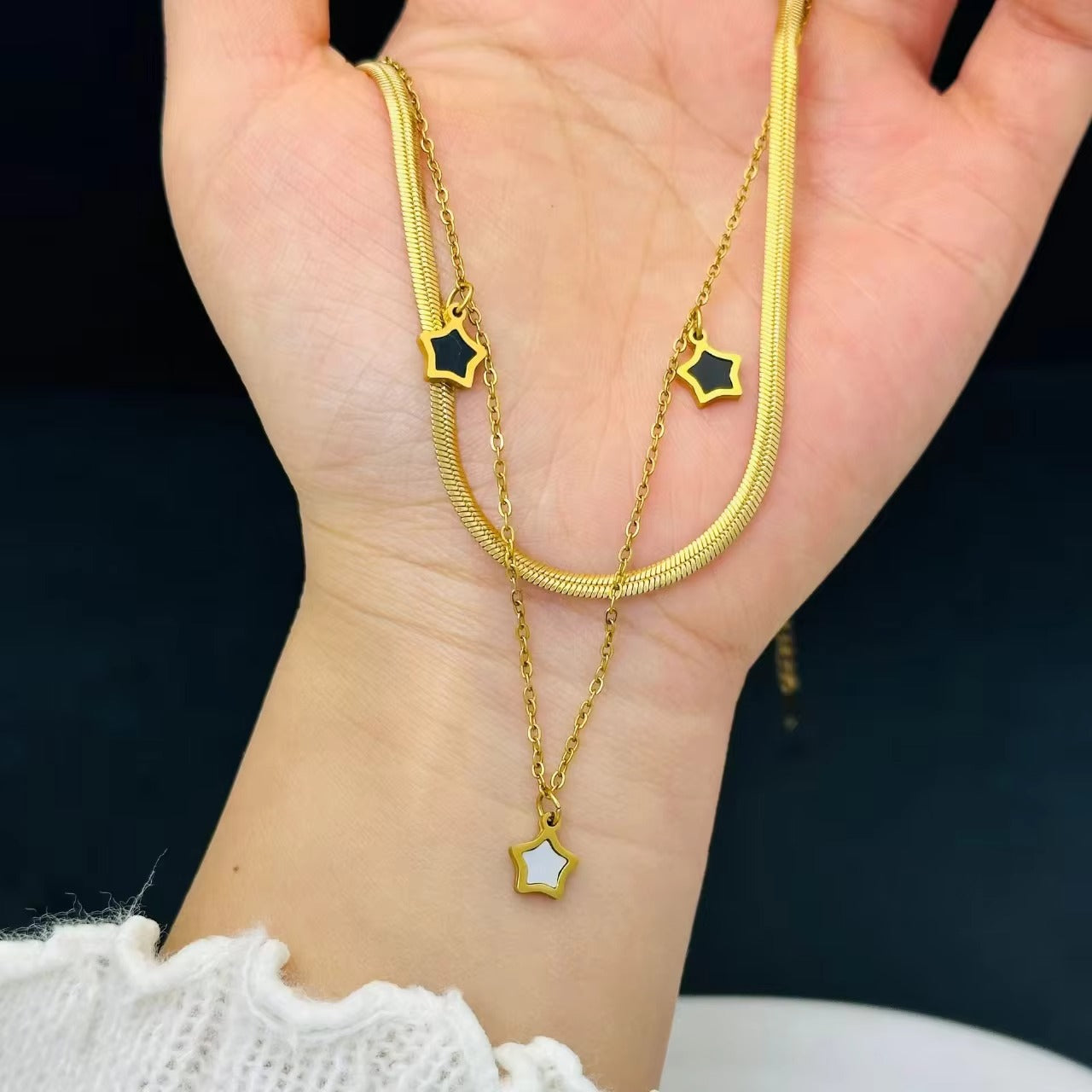 Trendy Double-Layer Star Pendant Necklace for Women