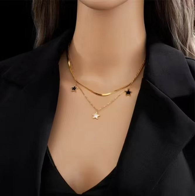 Trendy Double-Layer Star Pendant Necklace for Women