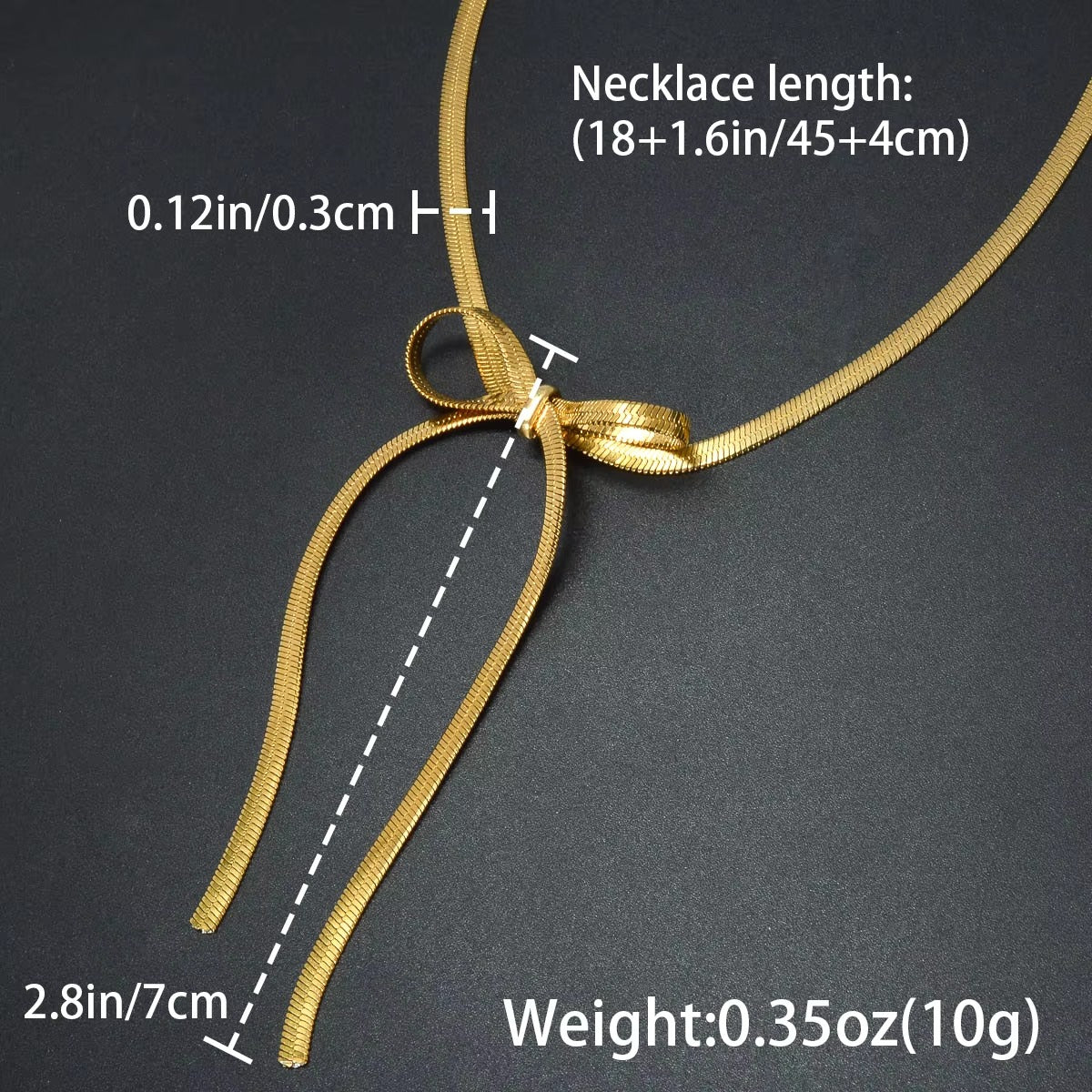 Elegant Stainless Steel Bow Snake Chain Necklace