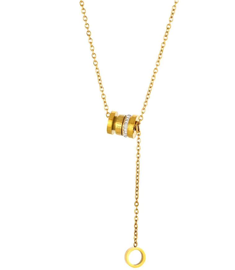 Gold Plated Stainless Steel Diamond Pendant Necklace