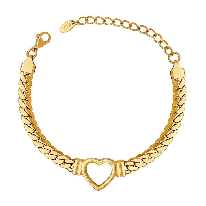 Golden Heart Link Chain Bracelet
