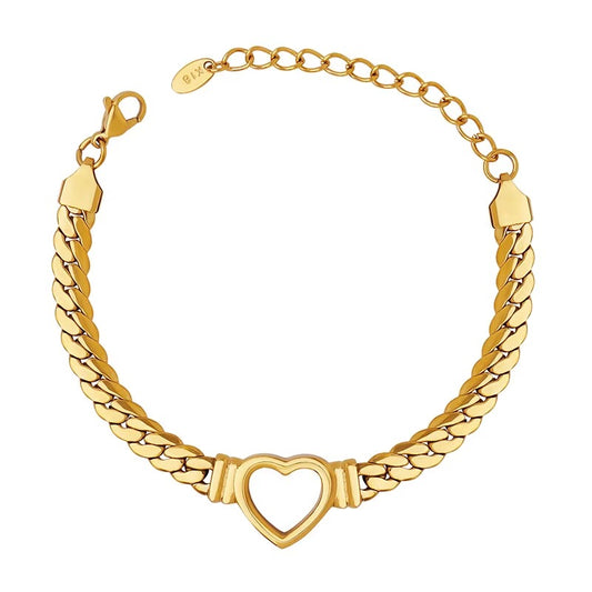 Golden Heart Link Chain Bracelet