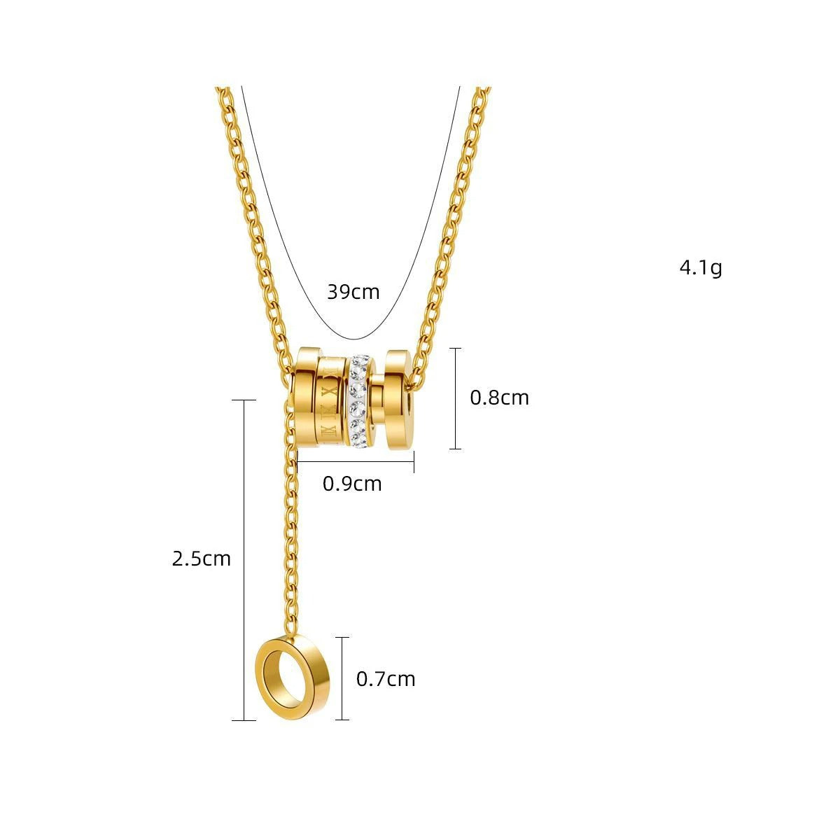 Gold Plated Stainless Steel Diamond Pendant Necklace
