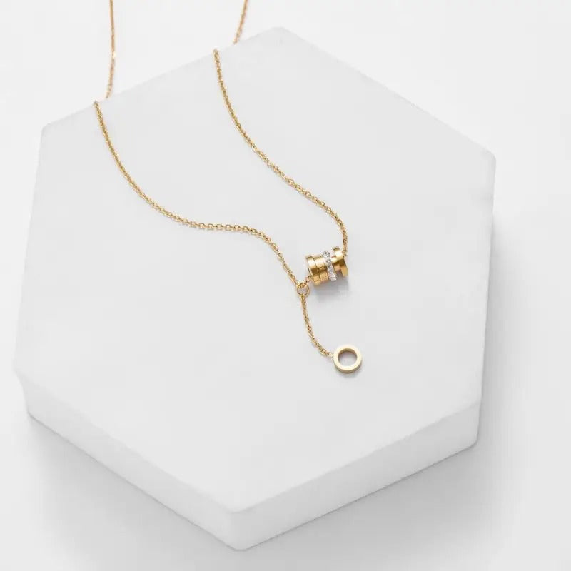 Gold Plated Stainless Steel Diamond Pendant Necklace