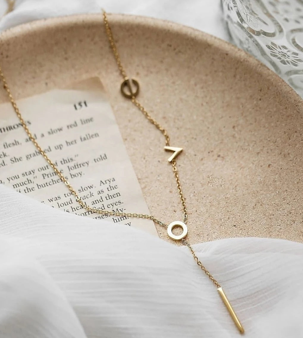 Golden Stainless Steel LOVE Pendant Necklace