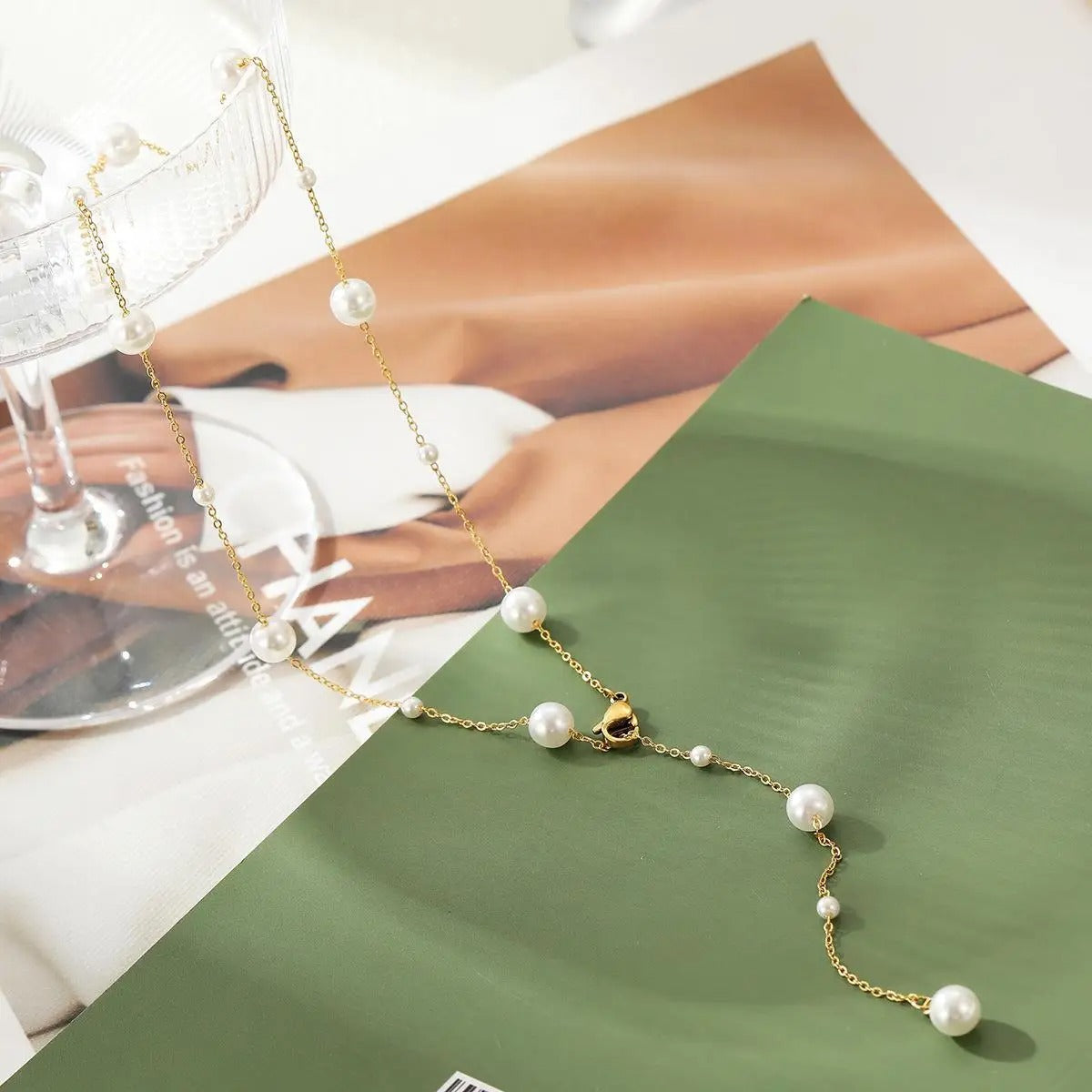 Elegant Pearl Drop Chain Necklace