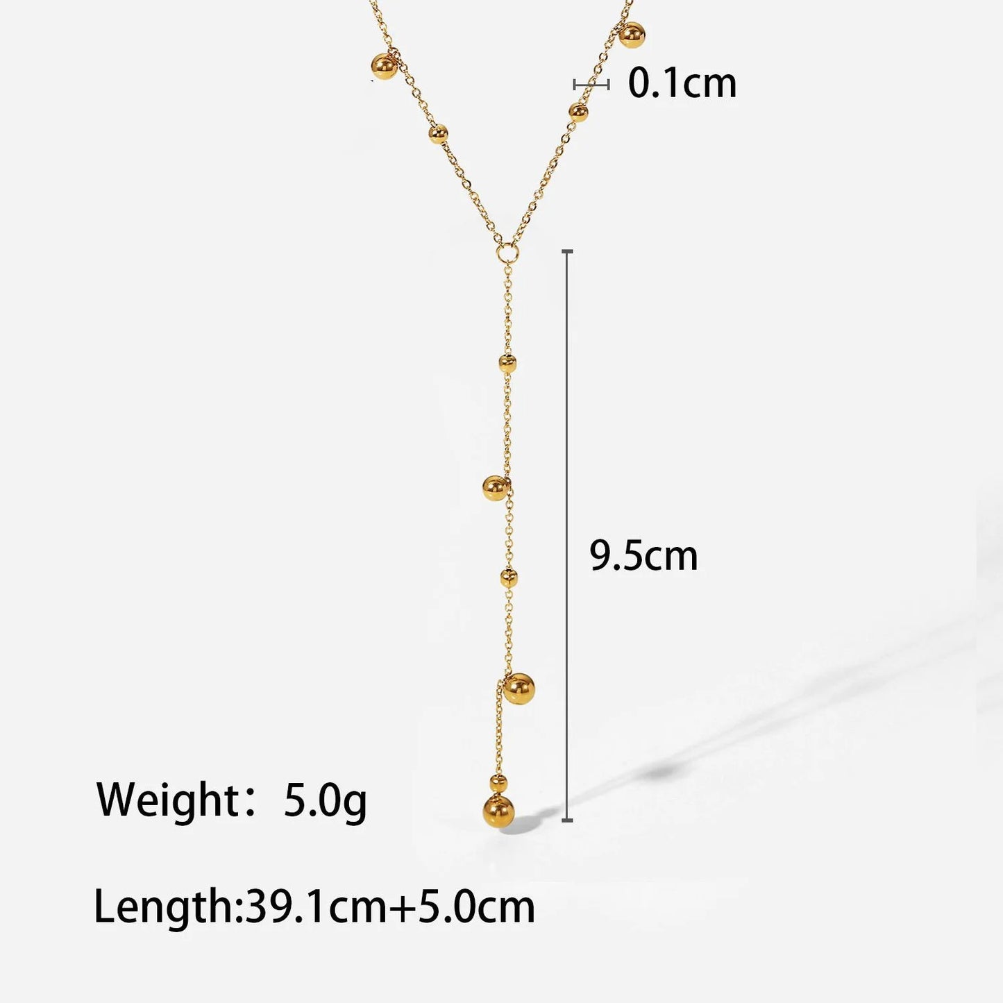 Elegant Gold Beaded Y-Chain Necklace