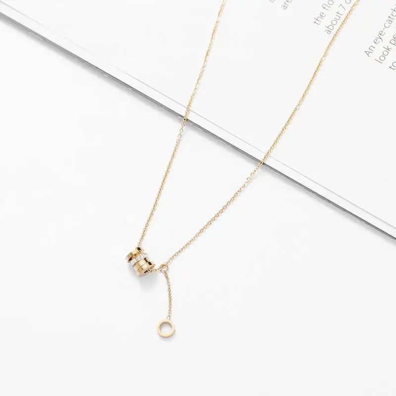 Gold Plated Stainless Steel Diamond Pendant Necklace