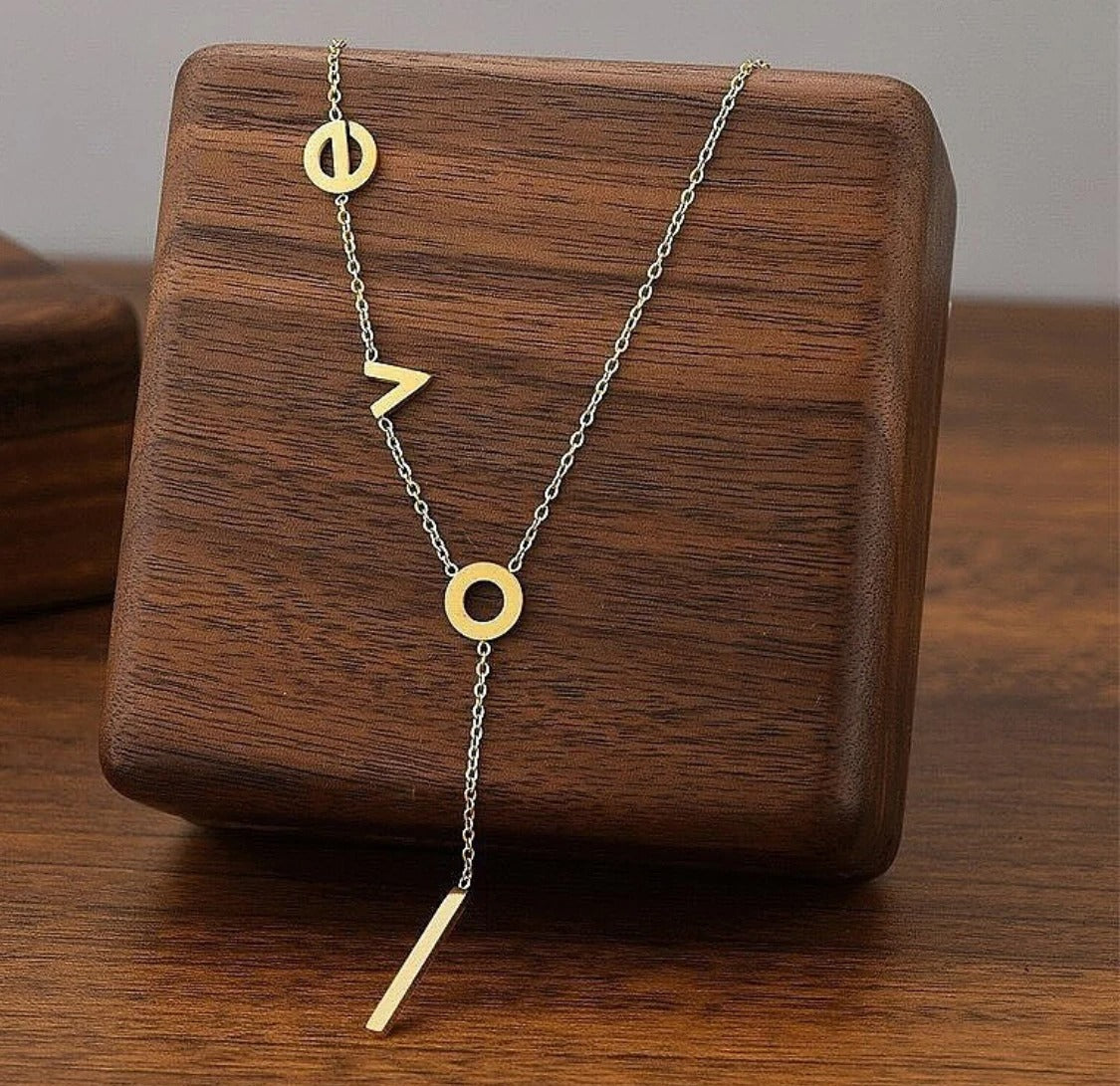 Golden Stainless Steel LOVE Pendant Necklace