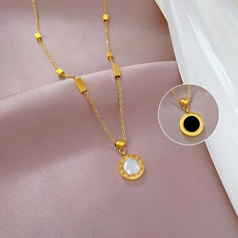 Radiant Gold Round Pendant Necklace