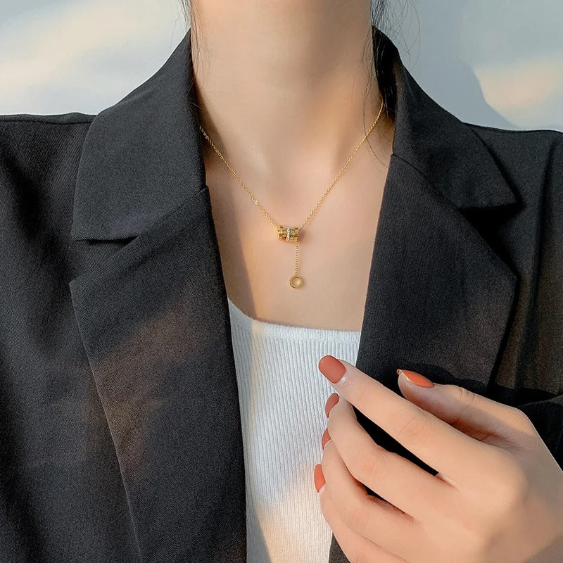 Gold Plated Stainless Steel Diamond Pendant Necklace