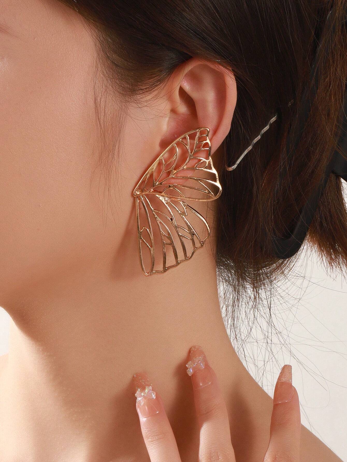 Gold Butterfly Stud Earrings