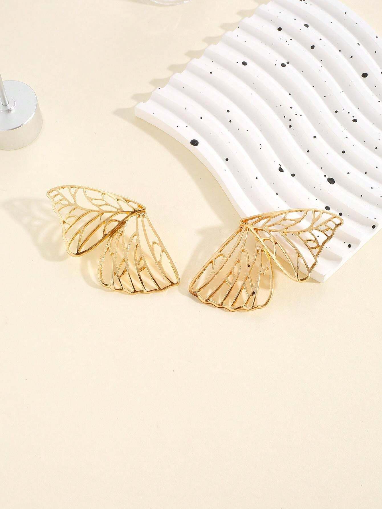 Gold Butterfly Stud Earrings