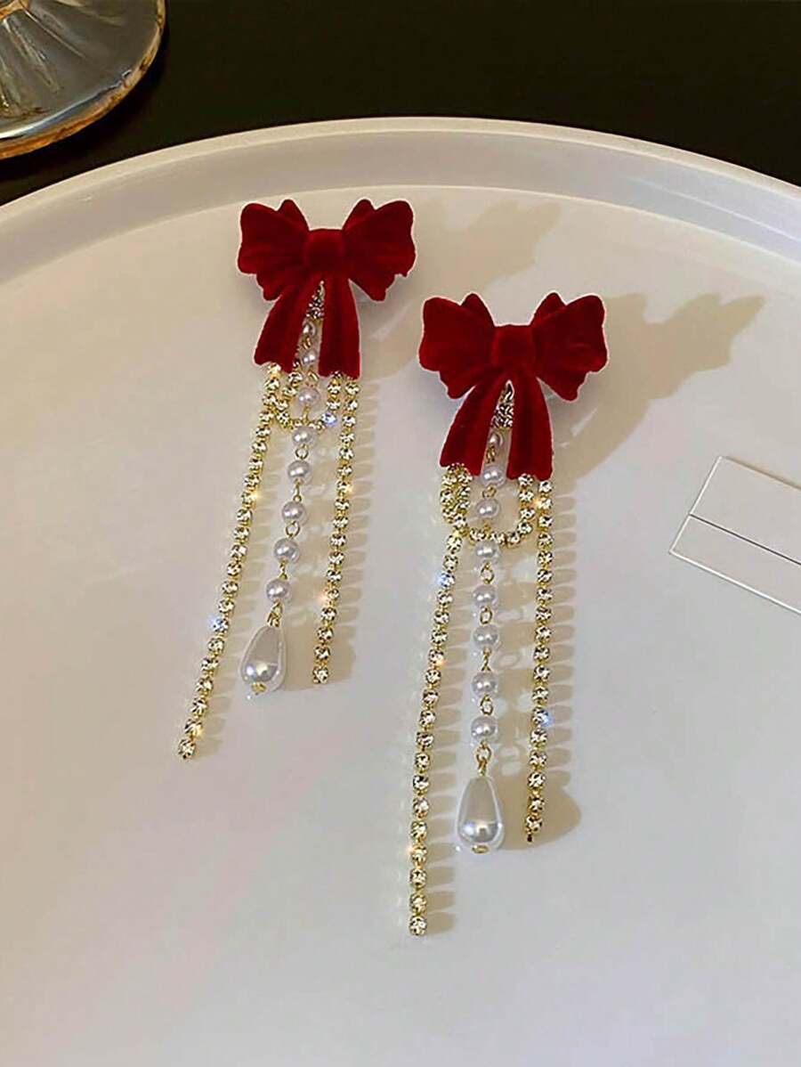 Long Bow Tassel Earrings