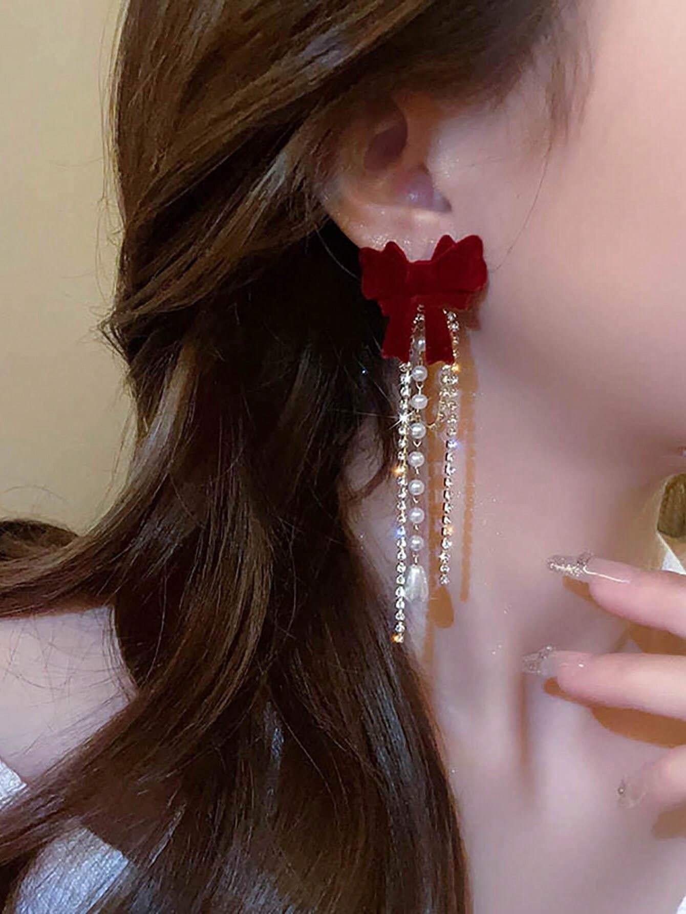 Long Bow Tassel Earrings