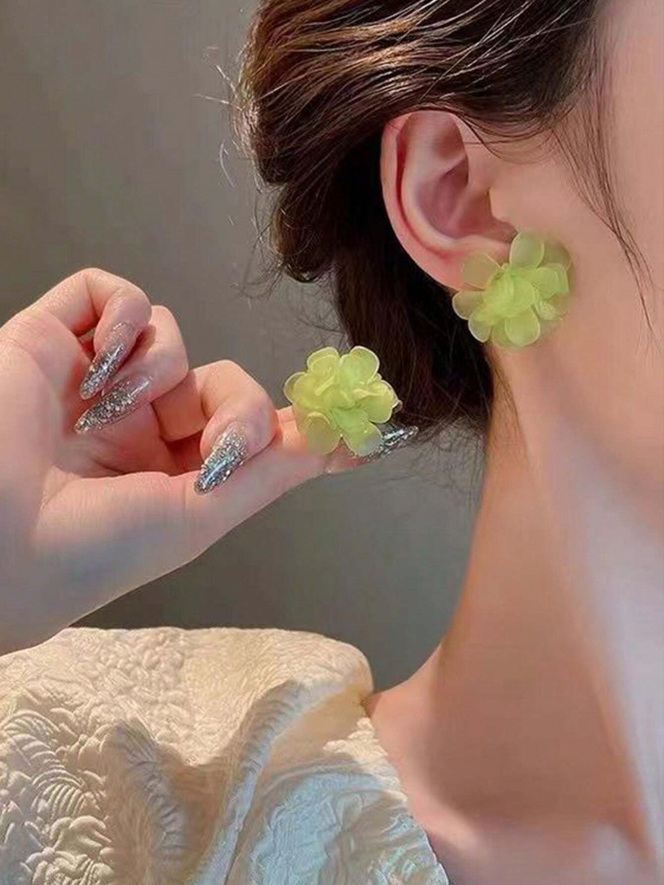 Forest Style Acrylic Flower Earrings