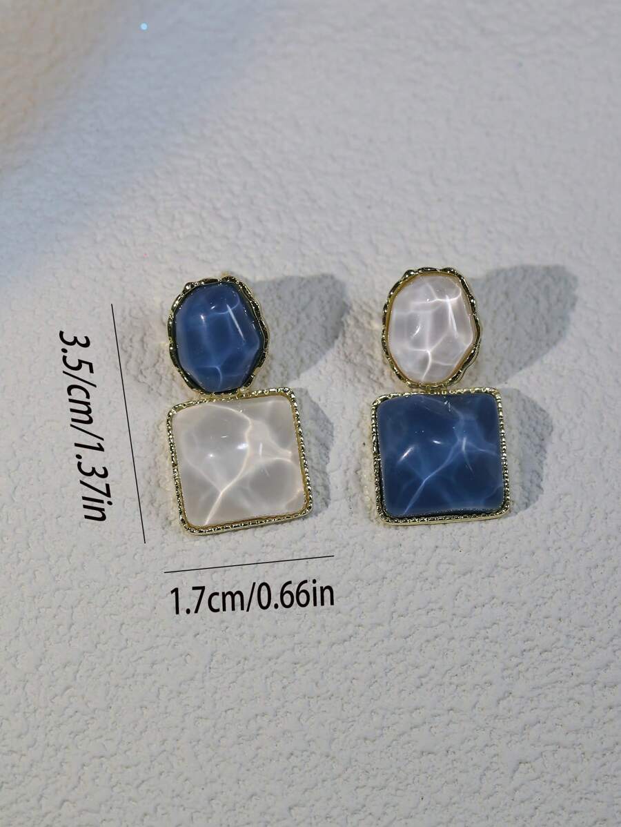 Lisa Asymmetric Blue Exaggerated Earrings