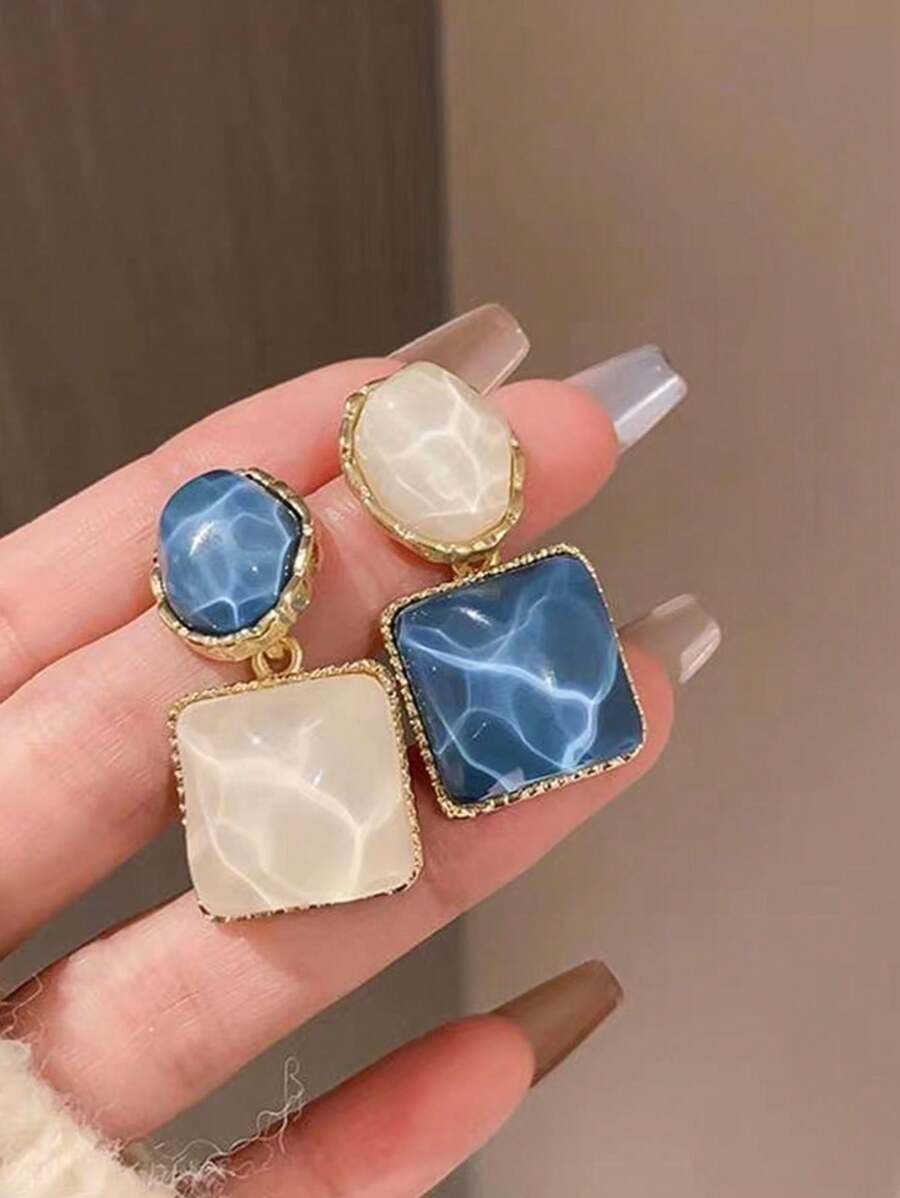 Lisa Asymmetric Blue Exaggerated Earrings