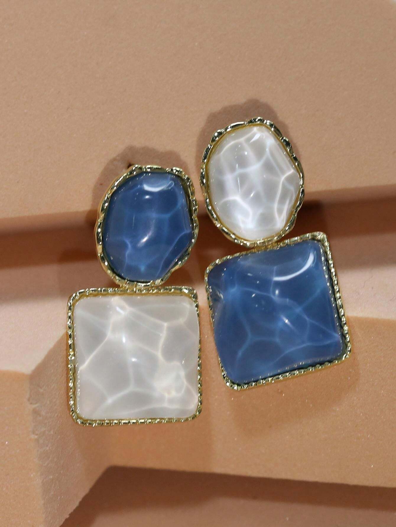 Lisa Asymmetric Blue Exaggerated Earrings